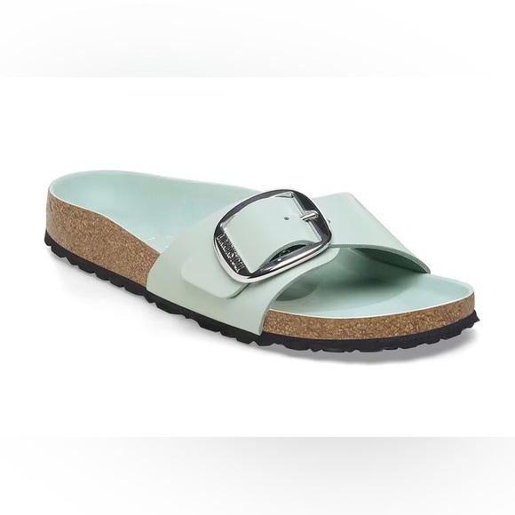 Birkenstock Shoes - Madrid Big Buckle
Natural Leather Patent - High-Shine Surf Green